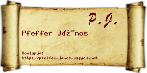 Pfeffer János névjegykártya