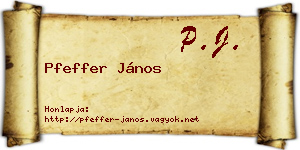 Pfeffer János névjegykártya